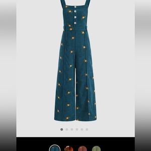 Blue with flowers mock vintage jumpsuit